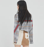 ロマンティッククラウン(ROMANTIC CROWN)BACK LINE CHECK SHIRT_GREY
