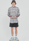 ロマンティッククラウン(ROMANTIC CROWN)BACK LINE CHECK SHIRT_GREY