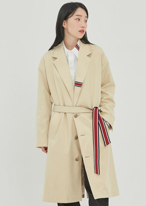 ロマンティッククラウン(ROMANTIC CROWN)BELT TAPE OVERFIT COAT_OATMEAL