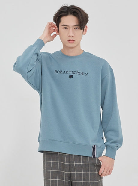 ロマンティッククラウン(ROMANTIC CROWN)RMTCRW LOGO SWEATSHIRT_LIGHT BLUE（NO NAPPING)