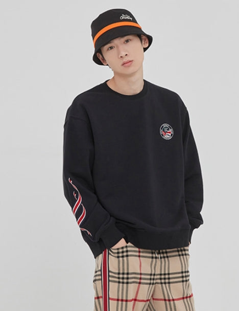 ロマンティッククラウン(ROMANTIC CROWN)CEREMONY TAPE SWEAT SHIRT_BLACK