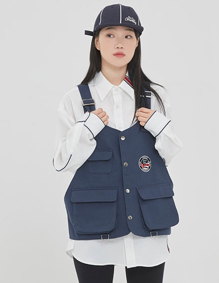 ロマンティッククラウン(ROMANTIC CROWN)THREE POCKET VEST_NAVY