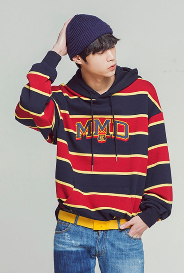 ロマンティッククラウン(ROMANTIC CROWN) MMD Striped Hoodie_Navy