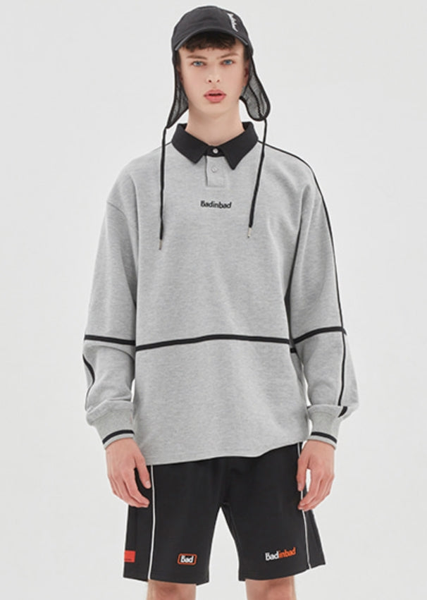 ベドインベド(BADINBAD) BINDING COLLAR SWEATSHIRT_GREY