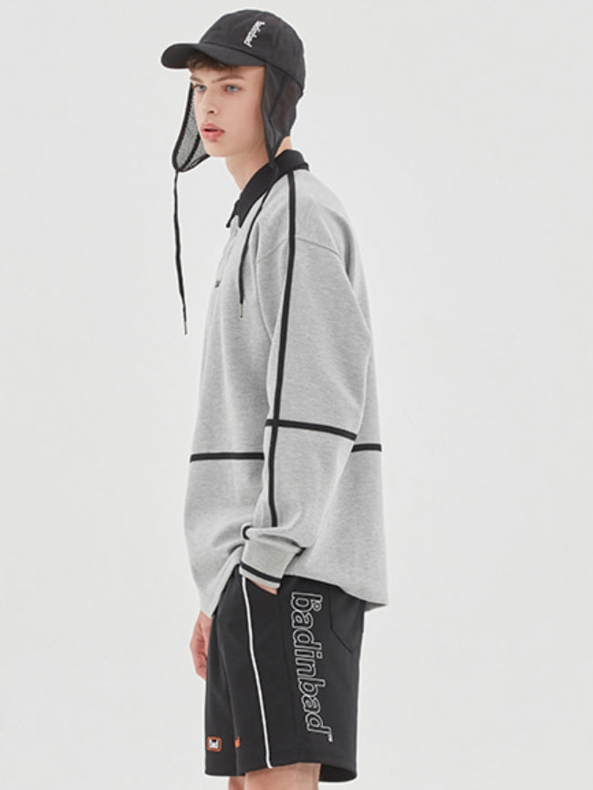 ベドインベド(BADINBAD) BINDING COLLAR SWEATSHIRT_GREY