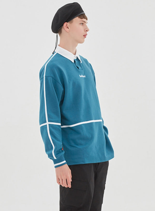 ベドインベド(BADINBAD) BINDING COLLAR SWEATSHIRT_BLUE GREEN