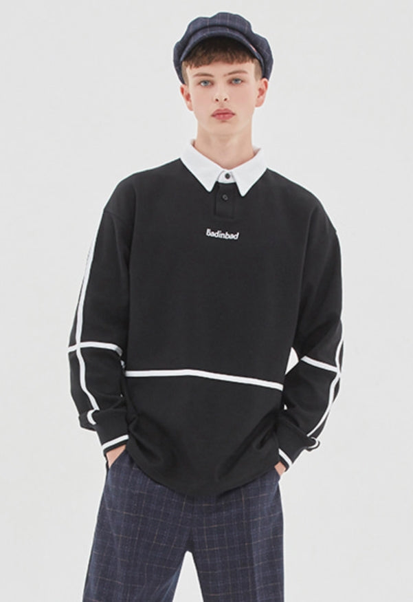 ベドインベド(BADINBAD) BINDING COLLAR SWEATSHIRT_BLACK