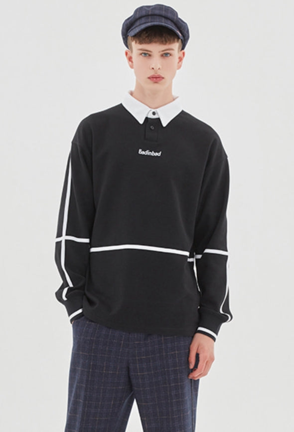 ベドインベド(BADINBAD) BINDING COLLAR SWEATSHIRT_BLACK