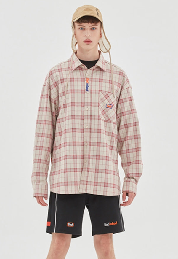 ベドインベド(BADINBAD)  SQUARE CHECK SHIRT_OATMEAL
