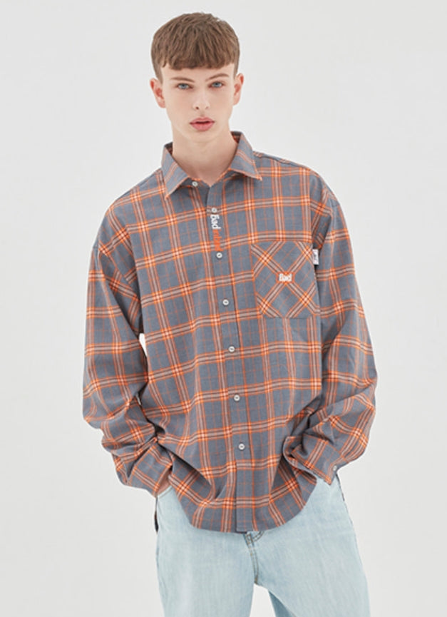 ベドインベド(BADINBAD)  SQUARE CHECK SHIRT_GREY