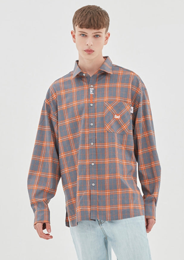 ベドインベド(BADINBAD)  SQUARE CHECK SHIRT_GREY