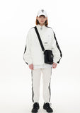 オーワイ(OY) UNBALANCE TAPE TRACK PANTS-WHITE