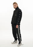 オーワイ(OY) UNBALANCE TAPE TRACK PANTS-BLACK