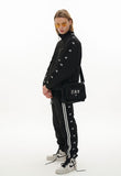 オーワイ(OY) UNBALANCE TAPE TRACK PANTS-BLACK