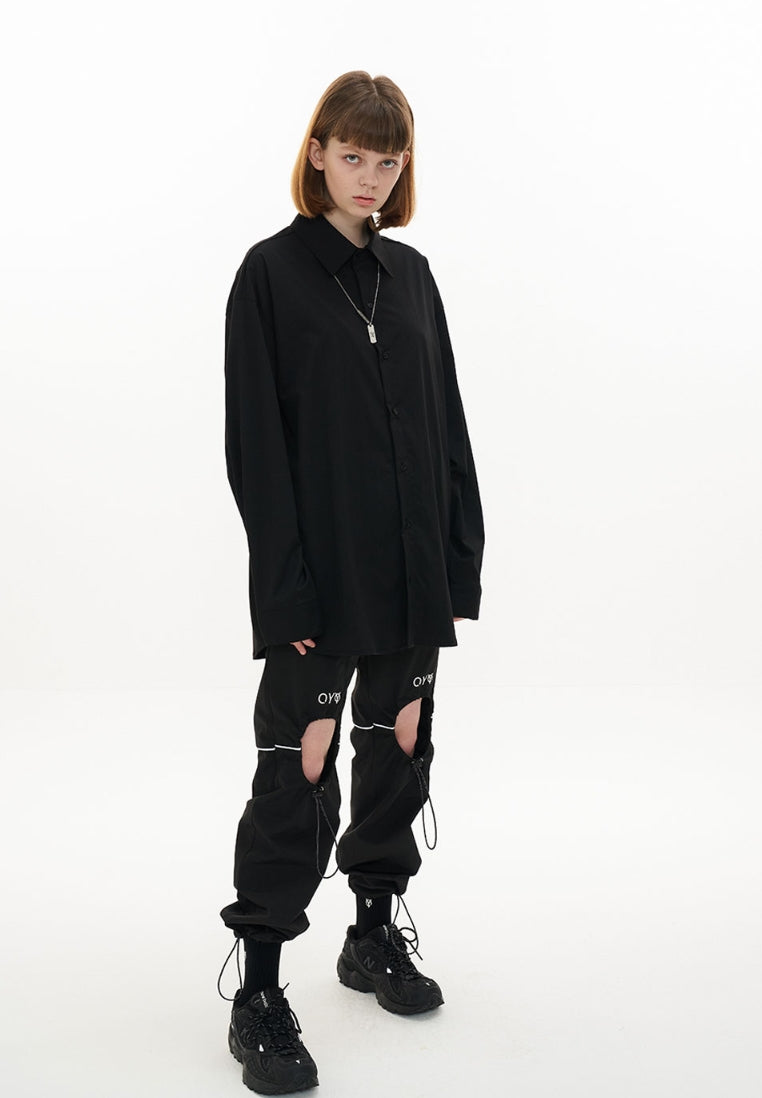 オーワイ(OY) BACK BUTTON SHIRTS-BLACK