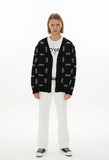 オーワイ(OY)  LOGO KNIT CARDIGAN-BLACK