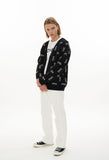 オーワイ(OY)  LOGO KNIT CARDIGAN-BLACK