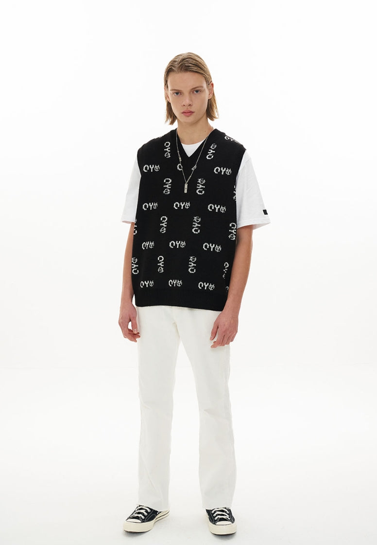 オーワイ(OY)  LOGO KNIT VEST-BLACK