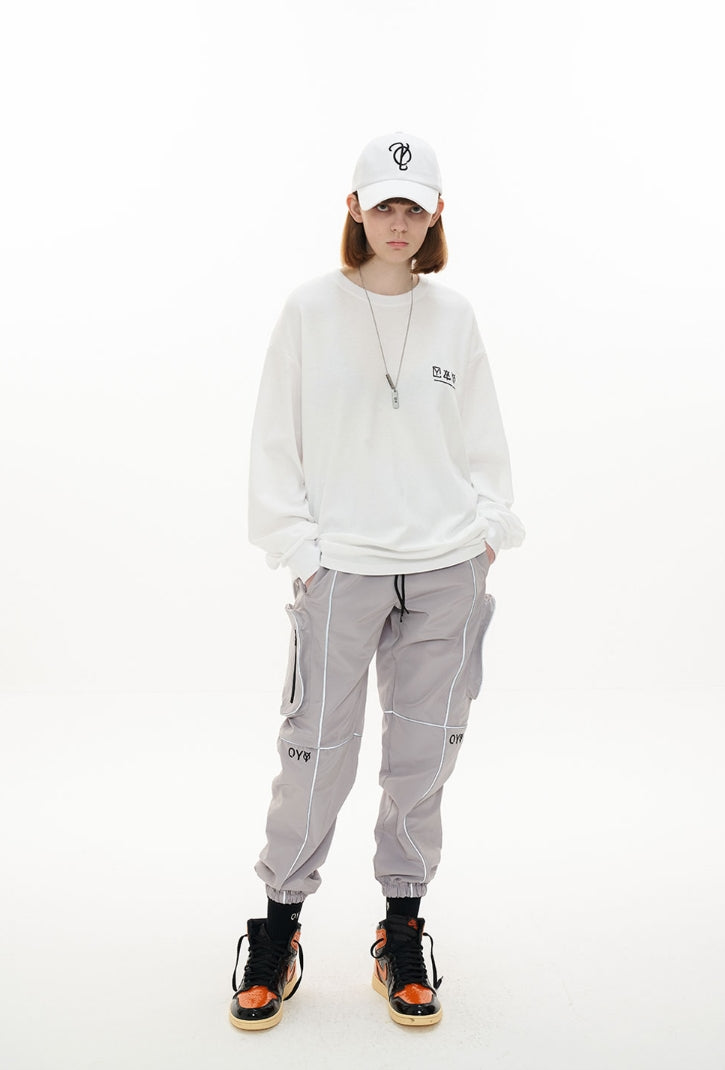オーワイ(OY)  HIDDEN ZIPPER LOGO SLEEVE T-WHITE
