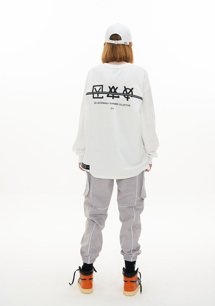 オーワイ(OY)  HIDDEN ZIPPER LOGO SLEEVE T-WHITE