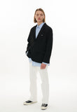 オーワイ(OY) BACK BUTTON BLAZER-BLACK STRIPE