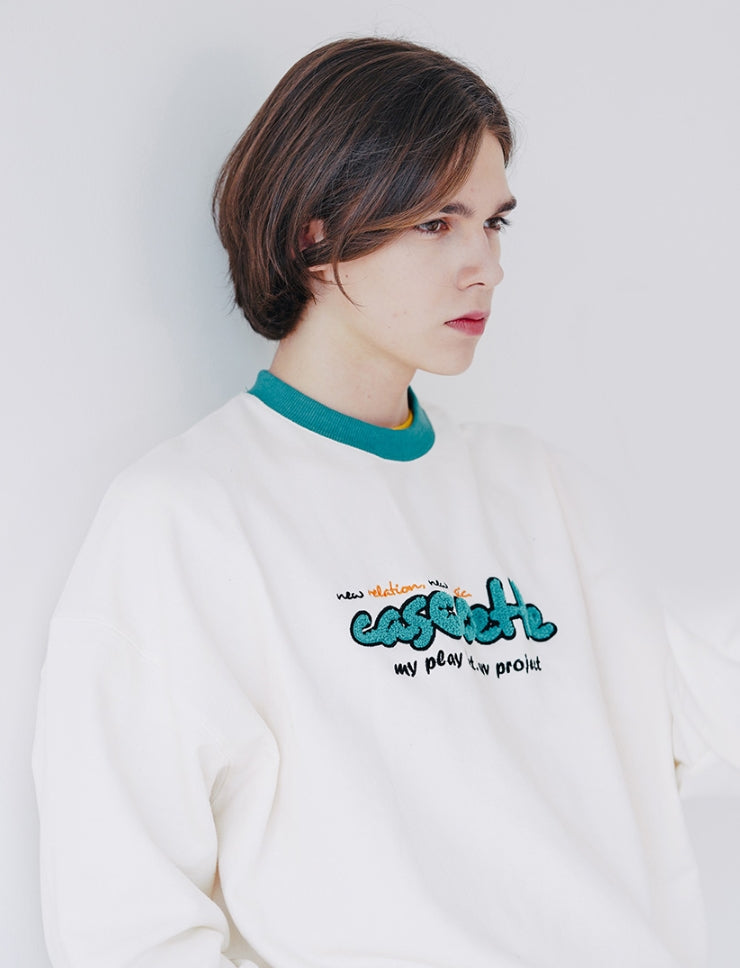 ダブルユーブイプロジェクト(WV PROJECT)  CASSETTE SWEAT SHIRTS CREAM SYMT7364