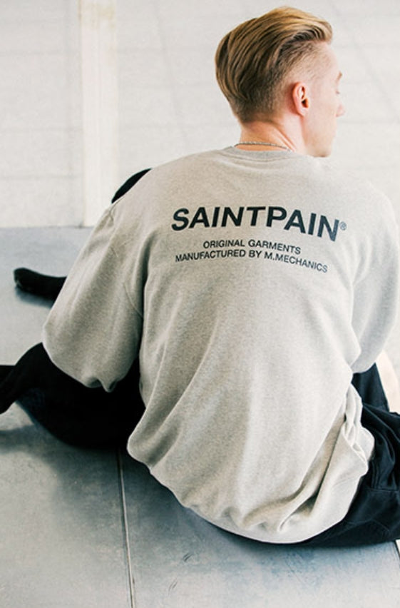 セイントペイン(SAINTPAIN) SP VRTN LOGO CREW NECK-GRAY