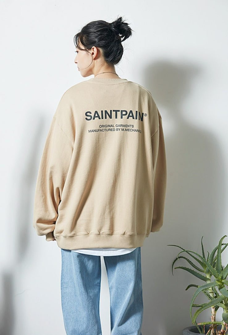 セイントペイン(SAINTPAIN) SP VRTN LOGO CREW NECK-BEIGE