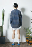 セイントペイン(SAINTPAIN) SP DOUBLE PANE CHECK SHIRTS-BLUE