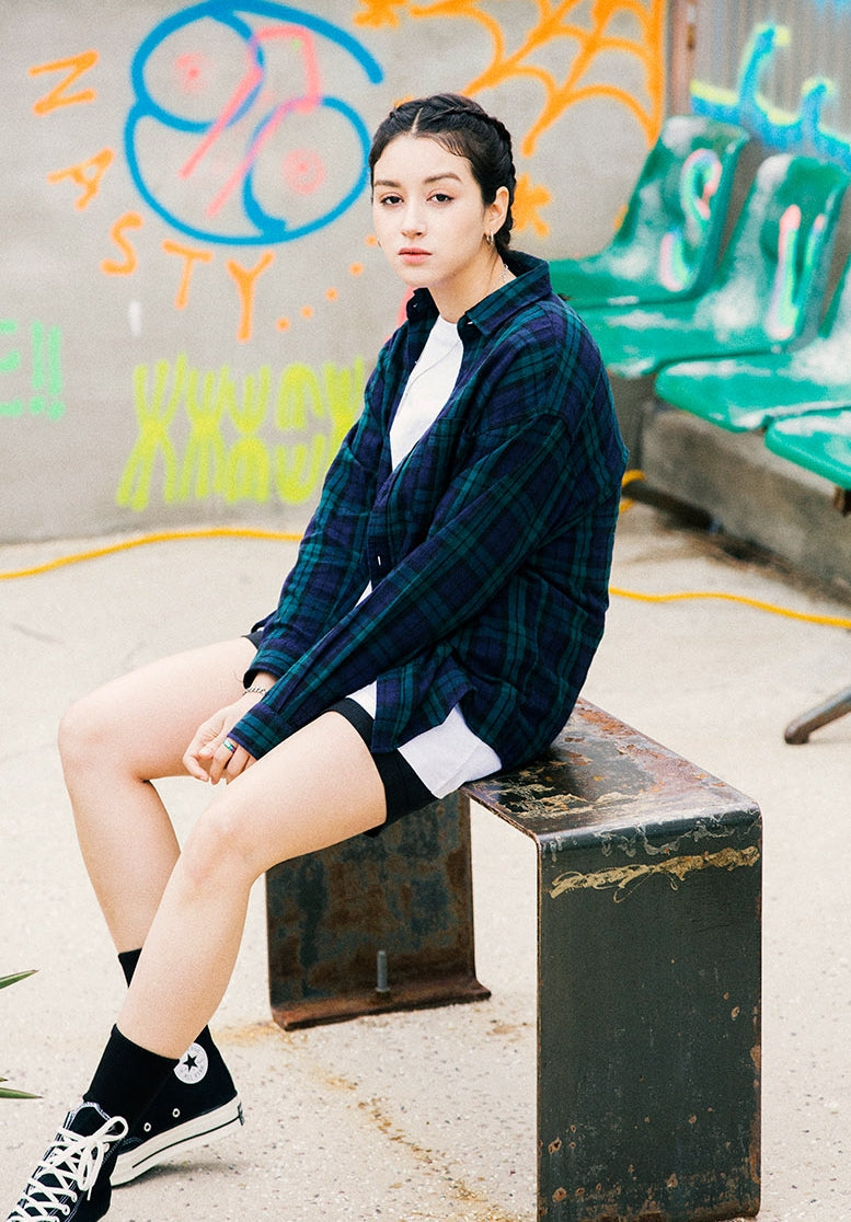 セイントペイン(SAINTPAIN) SP OMBRE CHECK SHIRTS-NAVY