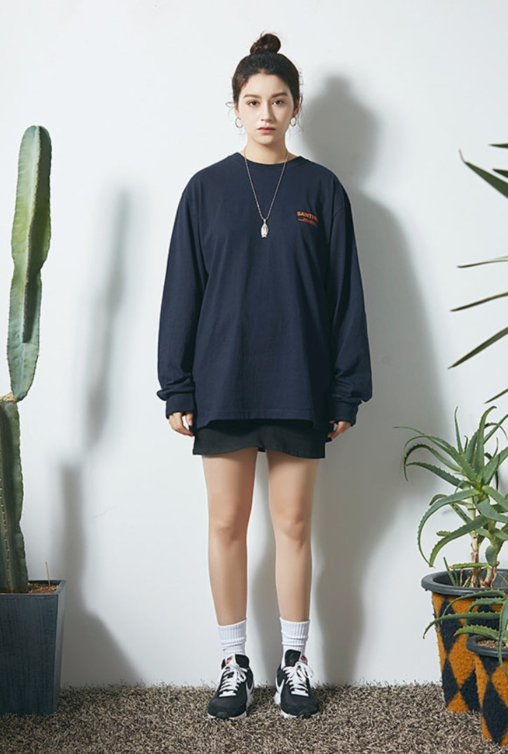 セイントペイン(SAINTPAIN) SP VRTN LOGO LONG SLV TEE-NAVY