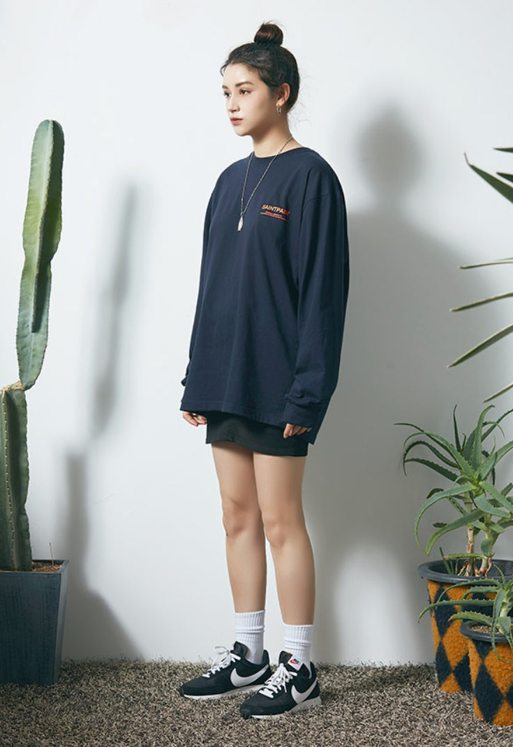 セイントペイン(SAINTPAIN) SP VRTN LOGO LONG SLV TEE-NAVY