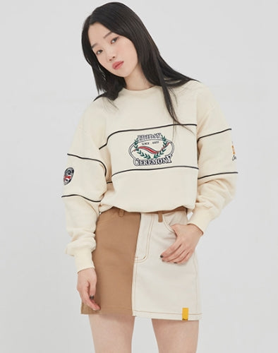 ロマンティッククラウン(ROMANTIC CROWN)FRIDAY PIPING SWEAT SHIRT_OATMEAL