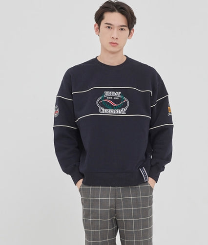 ロマンティッククラウン(ROMANTIC CROWN)FRIDAY PIPING SWEAT SHIRT_NAVY