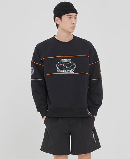 ロマンティッククラウン(ROMANTIC CROWN)FRIDAY PIPING SWEAT SHIRT_BLACK