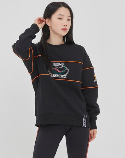 ロマンティッククラウン(ROMANTIC CROWN)FRIDAY PIPING SWEAT SHIRT_BLACK
