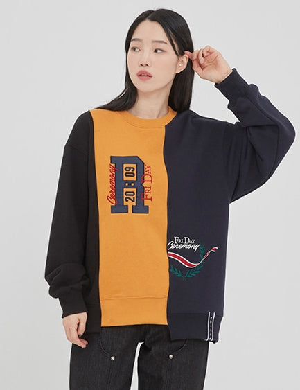 ロマンティッククラウン(ROMANTIC CROWN)THREE BLOCK SWEAT SHIRT_YELLOW