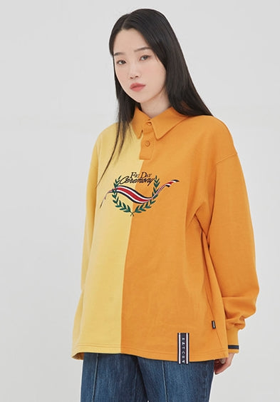 ロマンティッククラウン(ROMANTIC CROWN)TONE ON TONE POLO SHIRT_YELLOW