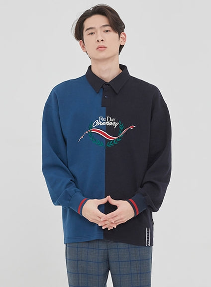 ロマンティッククラウン(ROMANTIC CROWN)TONE ON TONE POLO SHIRT_NAVY