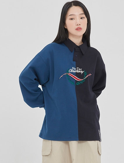 ロマンティッククラウン(ROMANTIC CROWN)TONE ON TONE POLO SHIRT_NAVY