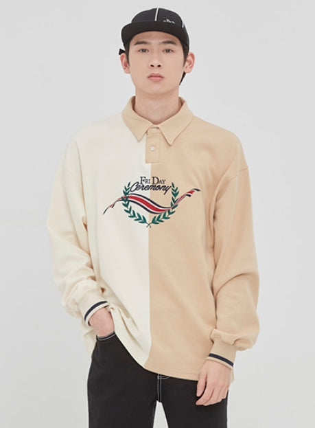 ロマンティッククラウン(ROMANTIC CROWN)TONE ON TONE POLO SHIRT_BEIGE
