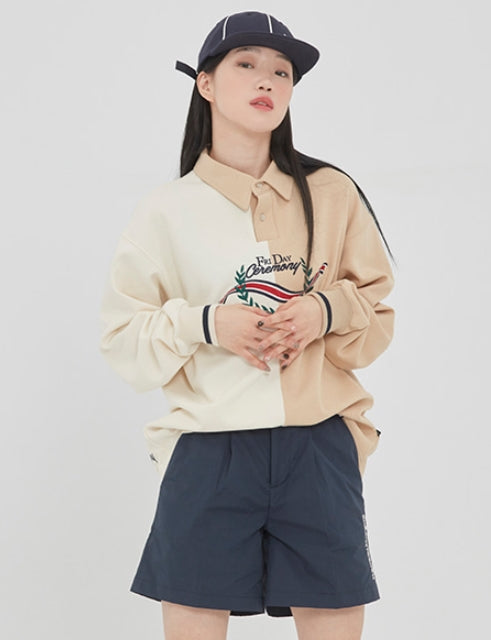 ロマンティッククラウン(ROMANTIC CROWN)TONE ON TONE POLO SHIRT_BEIGE