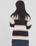 ロマンティッククラウン(ROMANTIC CROWN) STRIPED POLO SHIRT_NAVY