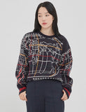 ロマンティッククラウン(ROMANTIC CROWN) WORLD MAP KNIT_NAVY