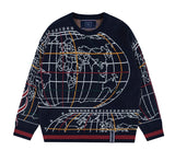 ロマンティッククラウン(ROMANTIC CROWN) WORLD MAP KNIT_NAVY