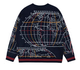 ロマンティッククラウン(ROMANTIC CROWN) WORLD MAP KNIT_NAVY