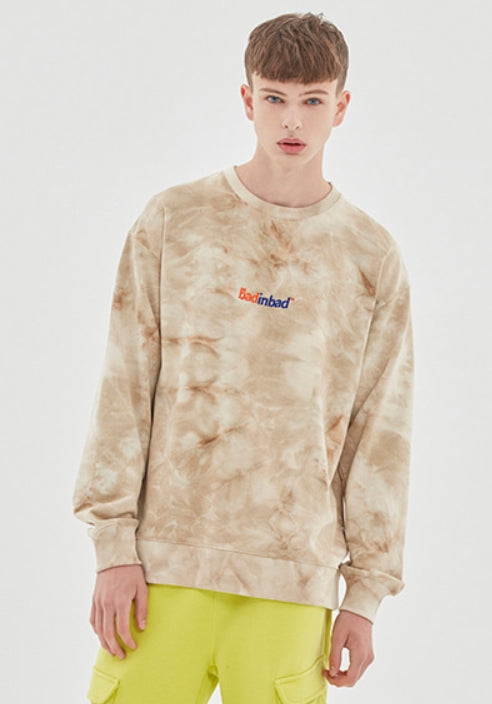ベドインベド(BADINBAD) TIE DYE LOGO SWEATSHIRT_OATMEAL