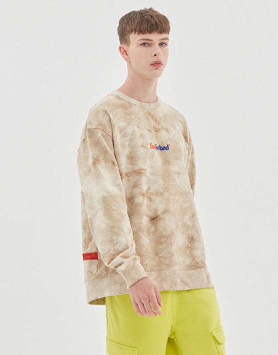ベドインベド(BADINBAD) TIE DYE LOGO SWEATSHIRT_OATMEAL