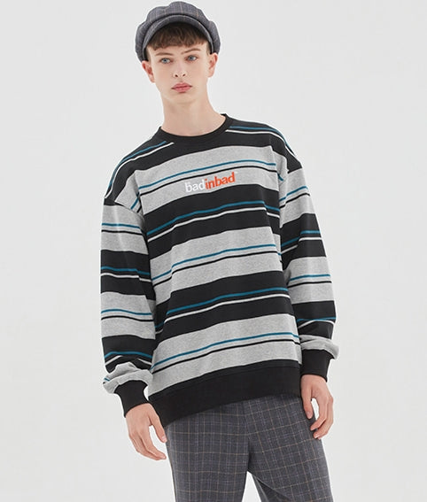ベドインベド(BADINBAD)MULTI STRIPED SWEATSHIRT_BLACK