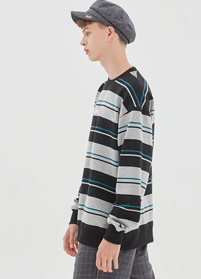ベドインベド(BADINBAD)MULTI STRIPED SWEATSHIRT_BLACK